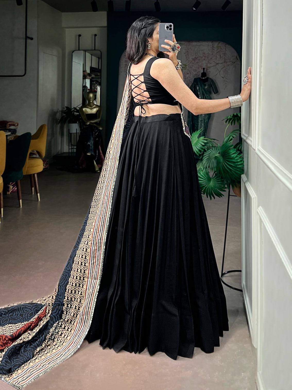 Black Rayon Lehenga Choli