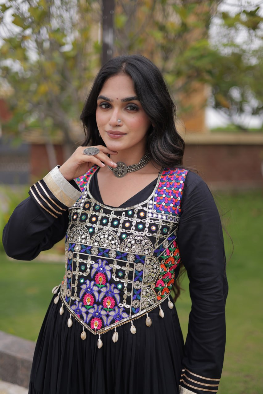 Black Reyon Gown Set with Designer Blouse