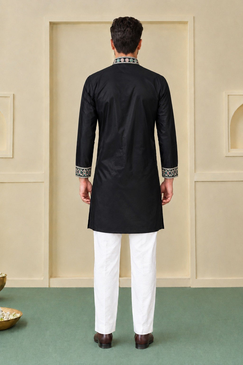 Black Silk Kurta Pant Set