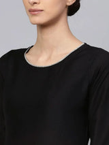 Libas Black Solid Muslin A-Line Kurta With Palazzos & Stole
