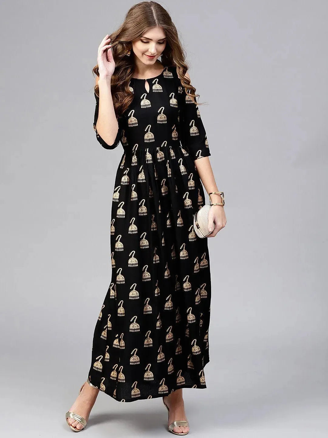 Libas Black Solid Rayon Dress