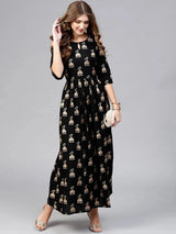 Libas Black Solid Rayon Dress