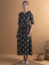 Libas Black Solid Rayon Dress