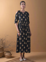 Libas Black Solid Rayon Dress