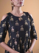 Libas Black Solid Rayon Dress