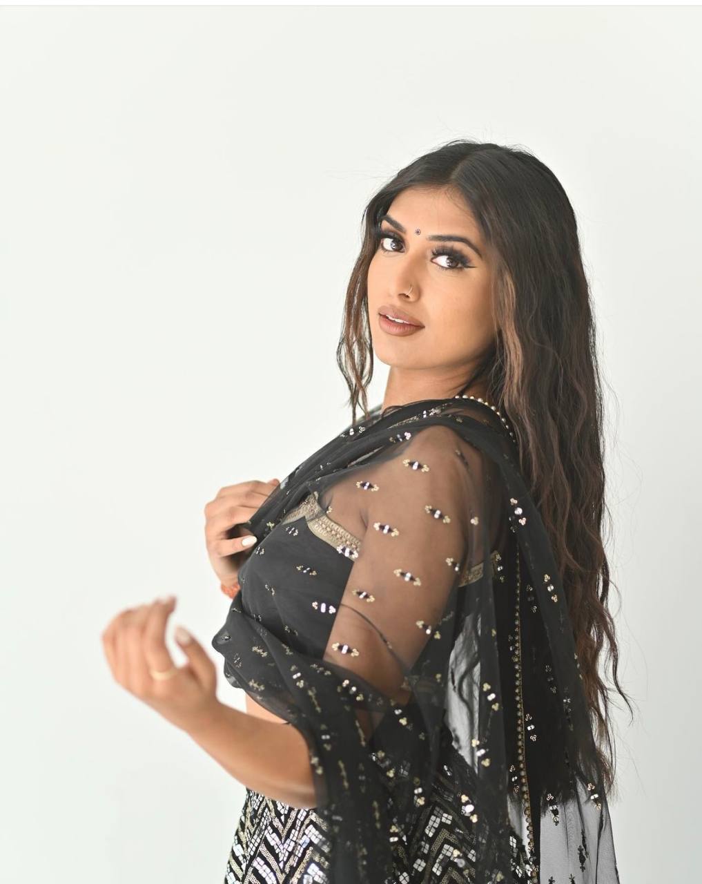 Black Stunning Georgette Lehenga Set