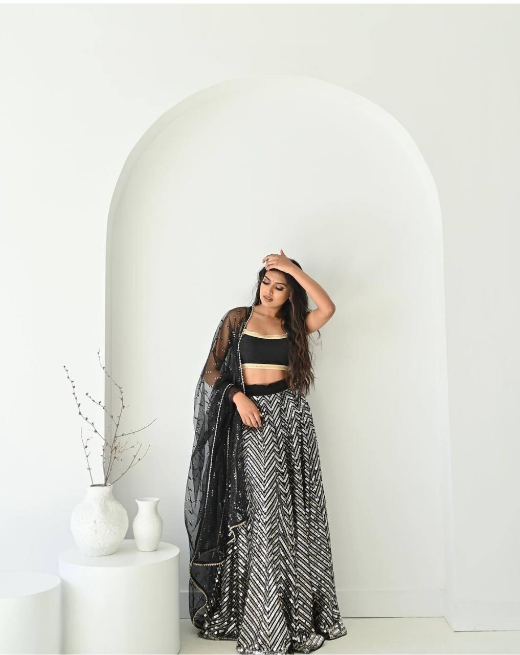 Black Stunning Georgette Lehenga Set