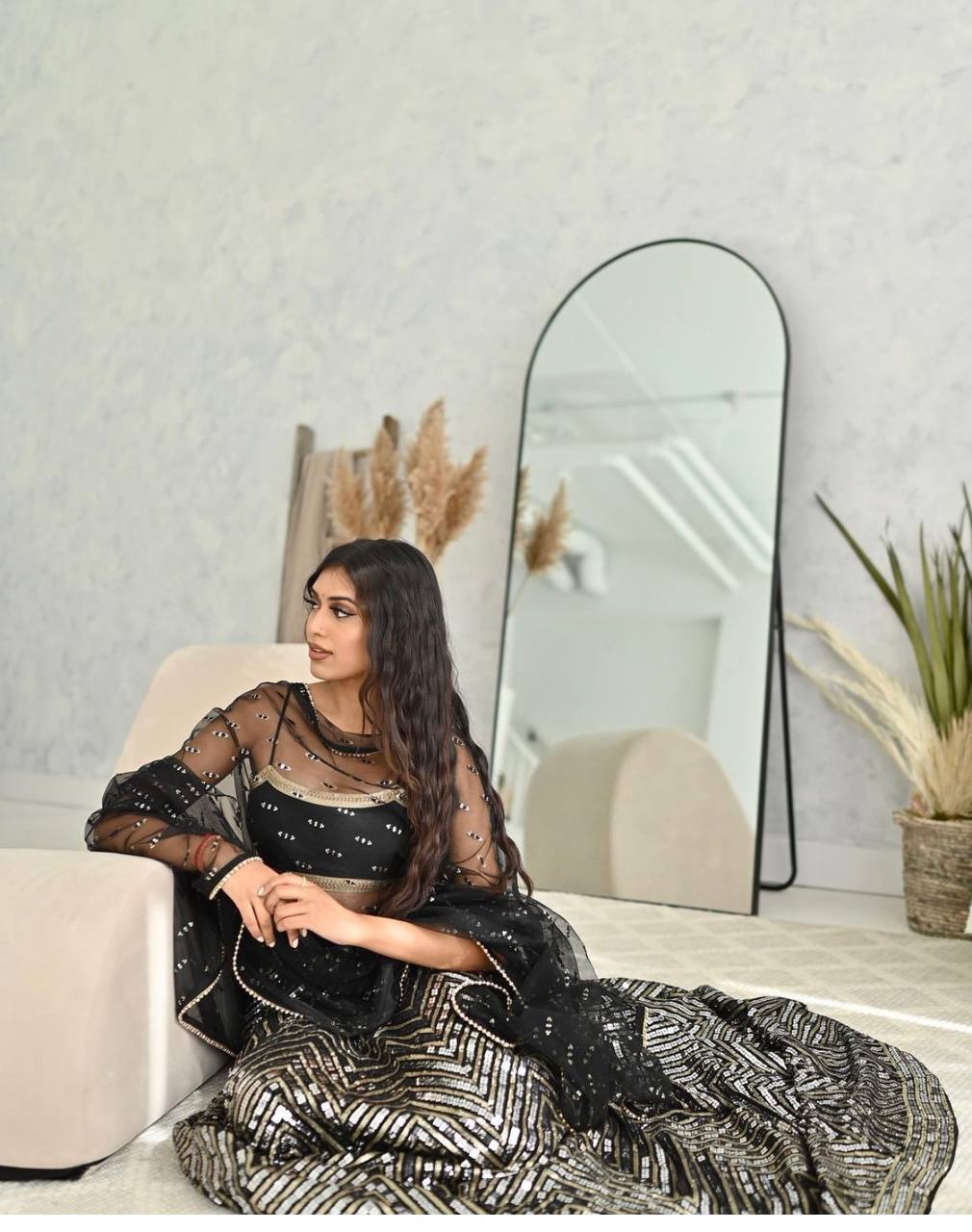 Black Stunning Georgette Lehenga Set