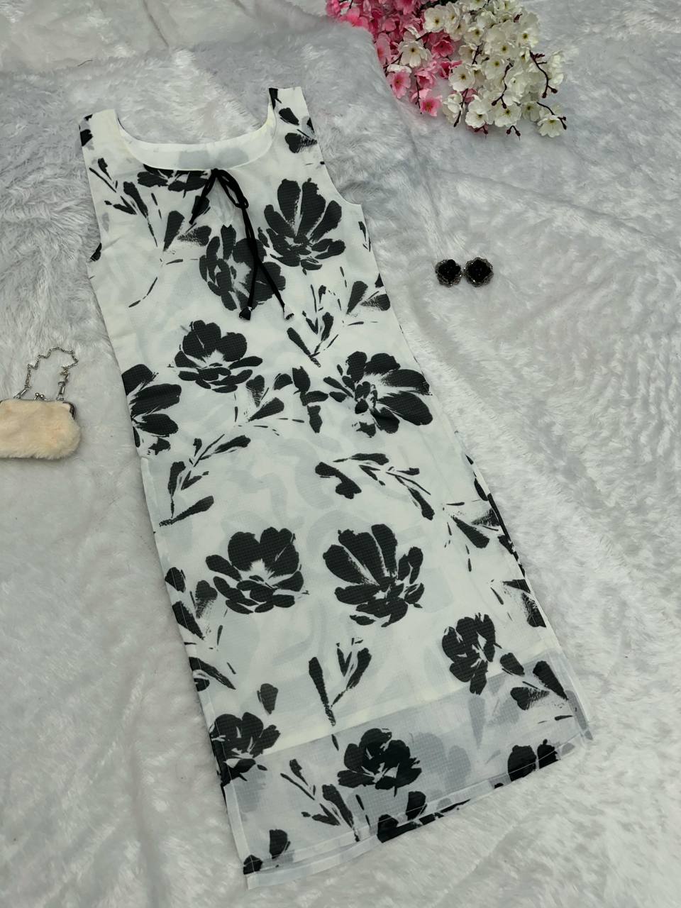 Black & White Elegant Summer Cotton Kurti