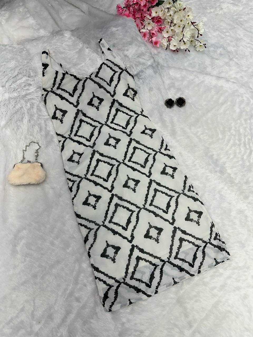 Black & White Elegant Summer Cotton Kurti