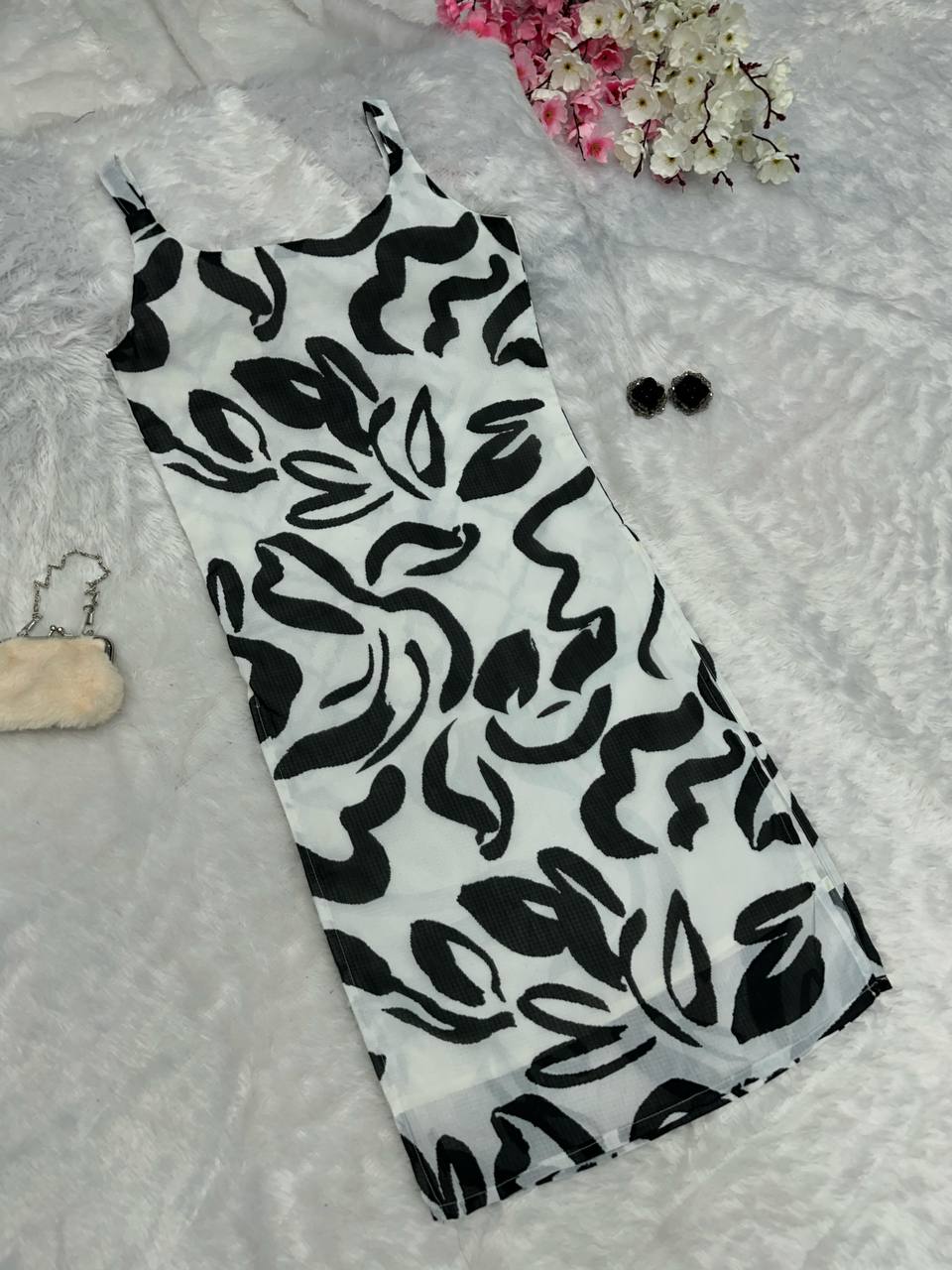 Black & White Elegant Summer Cotton Kurti