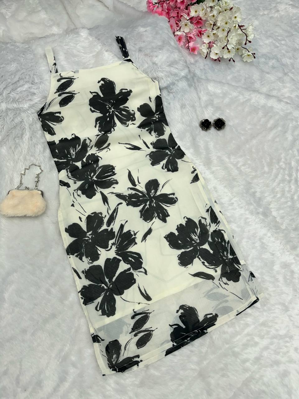 Black & White Elegant Summer Cotton Kurti