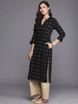Libas Black Woven Design Rayon Straight Kurta
