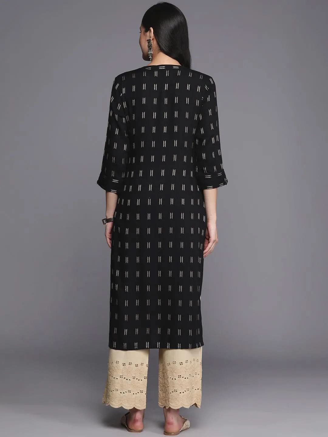 Libas Black Woven Design Rayon Straight Kurta