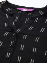 Libas Black Woven Design Rayon Straight Kurta