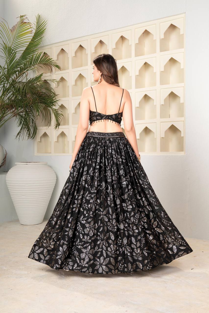 Blooming Sequin Work Lehenga Choli