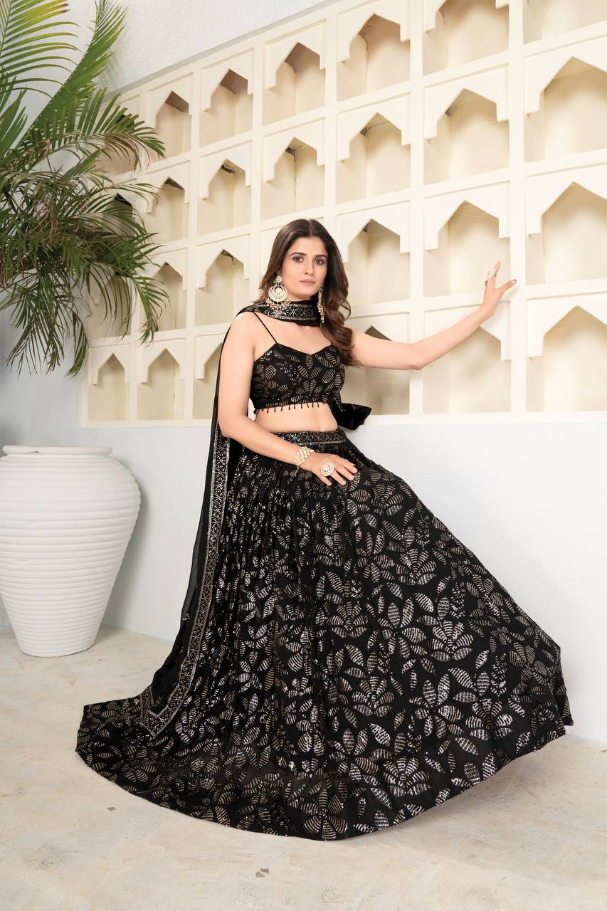 Blooming Sequin Work Lehenga Choli