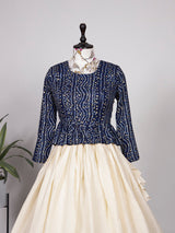 Off White Color Paper Mirror & Thread Work Pure Cotton Co-ord Set Lehenga