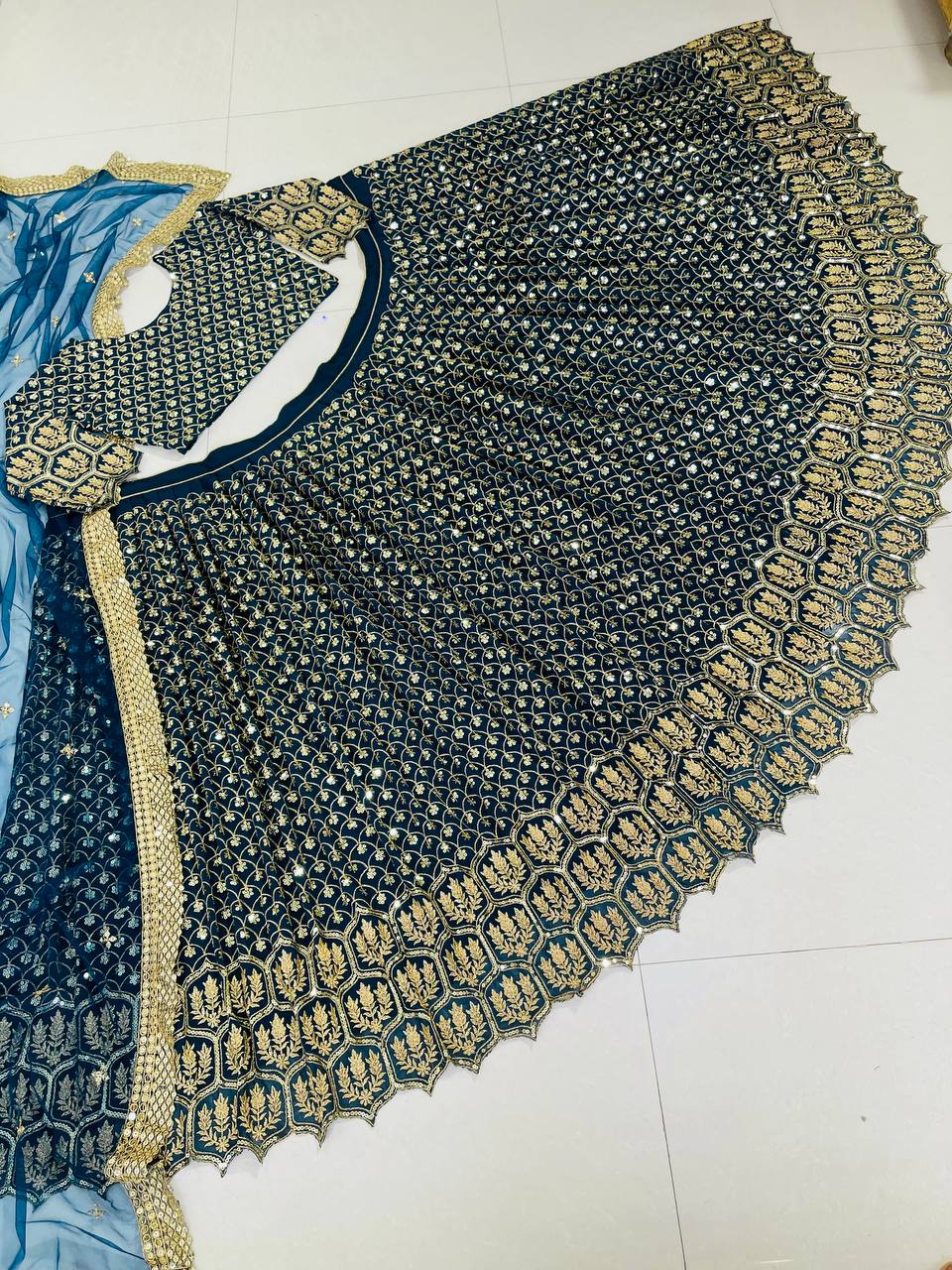 Blue Elegant Designer Lehenga-Choli Collection with Embroidery & Sequence Work