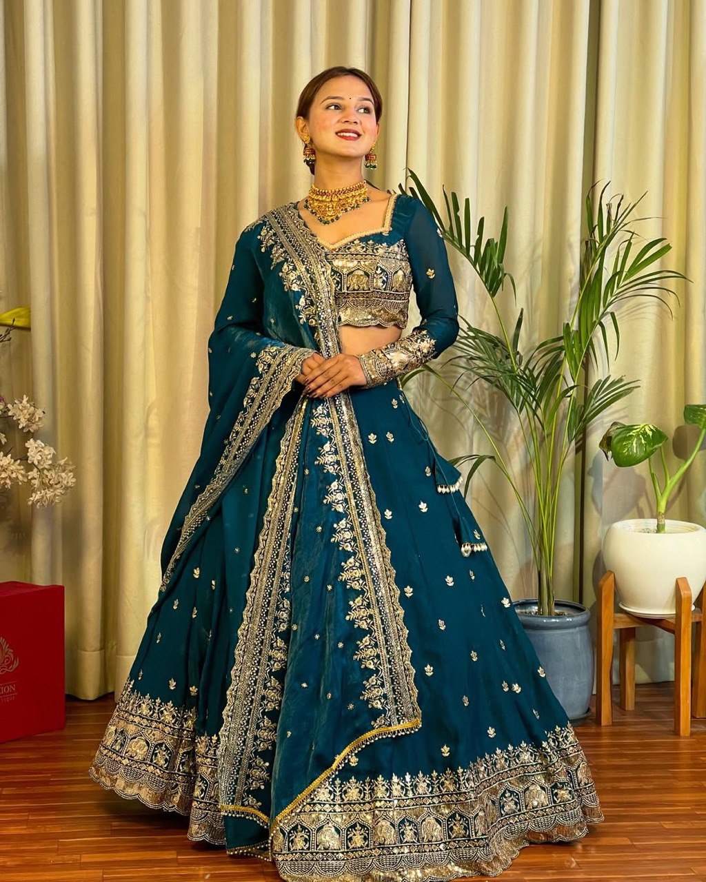 Blue Elegant Designer Lehenga Set – Thread & Sequin Work Full-Stitched Flair Beauty