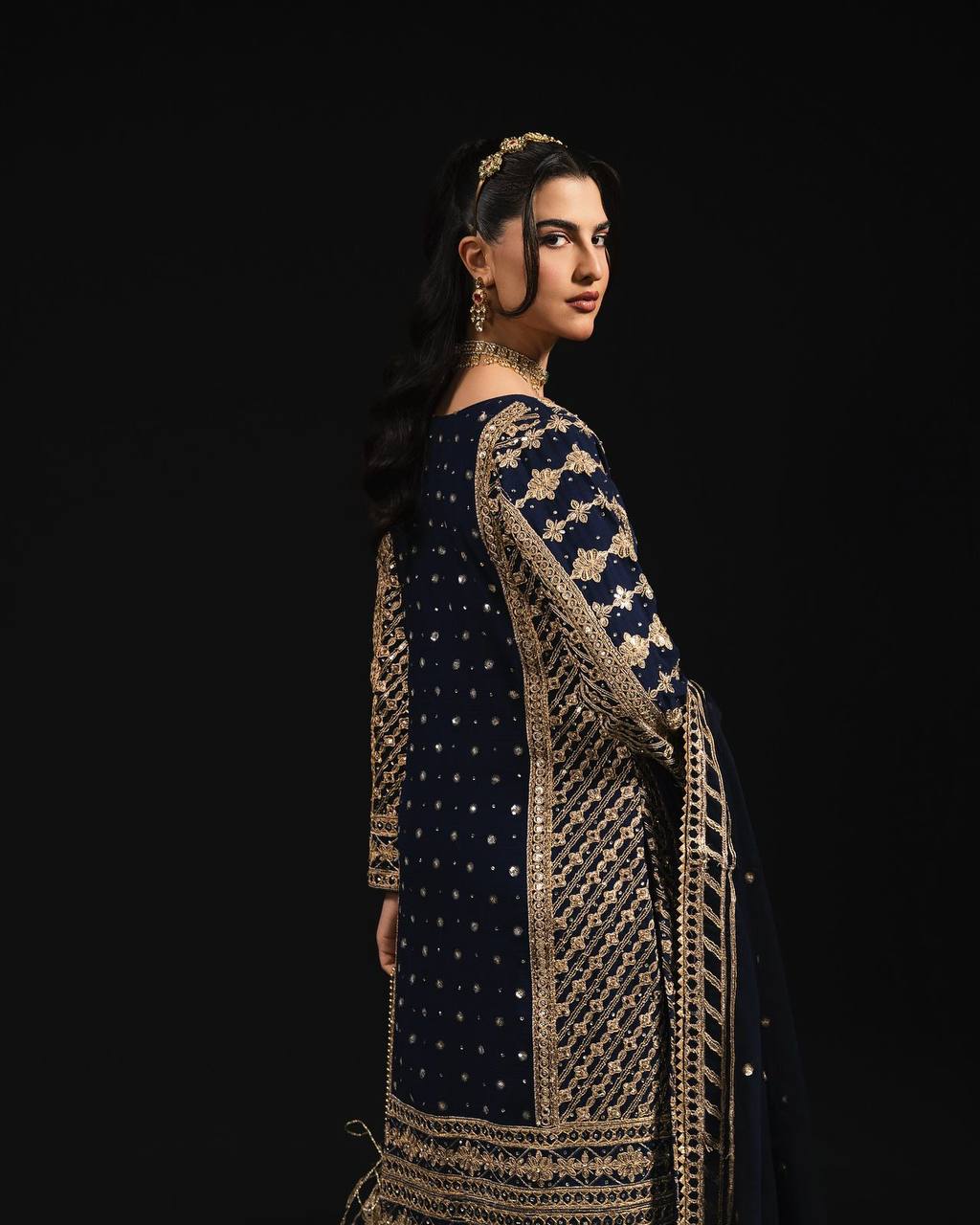 Blue Elegant Thread & Sequin Embroidered Georgette Suit Set