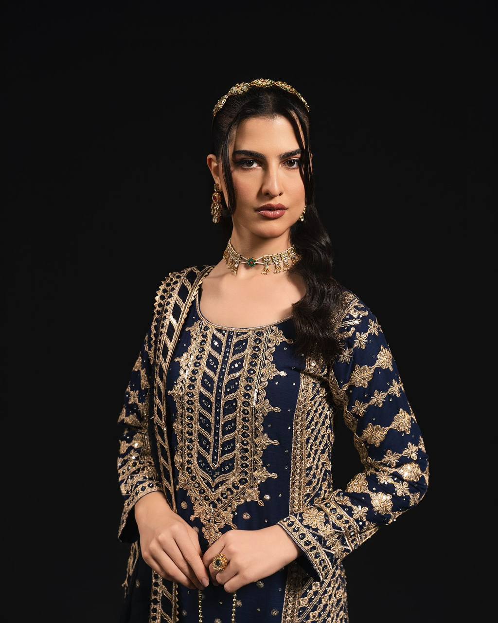 Blue Elegant Thread & Sequin Embroidered Georgette Suit Set