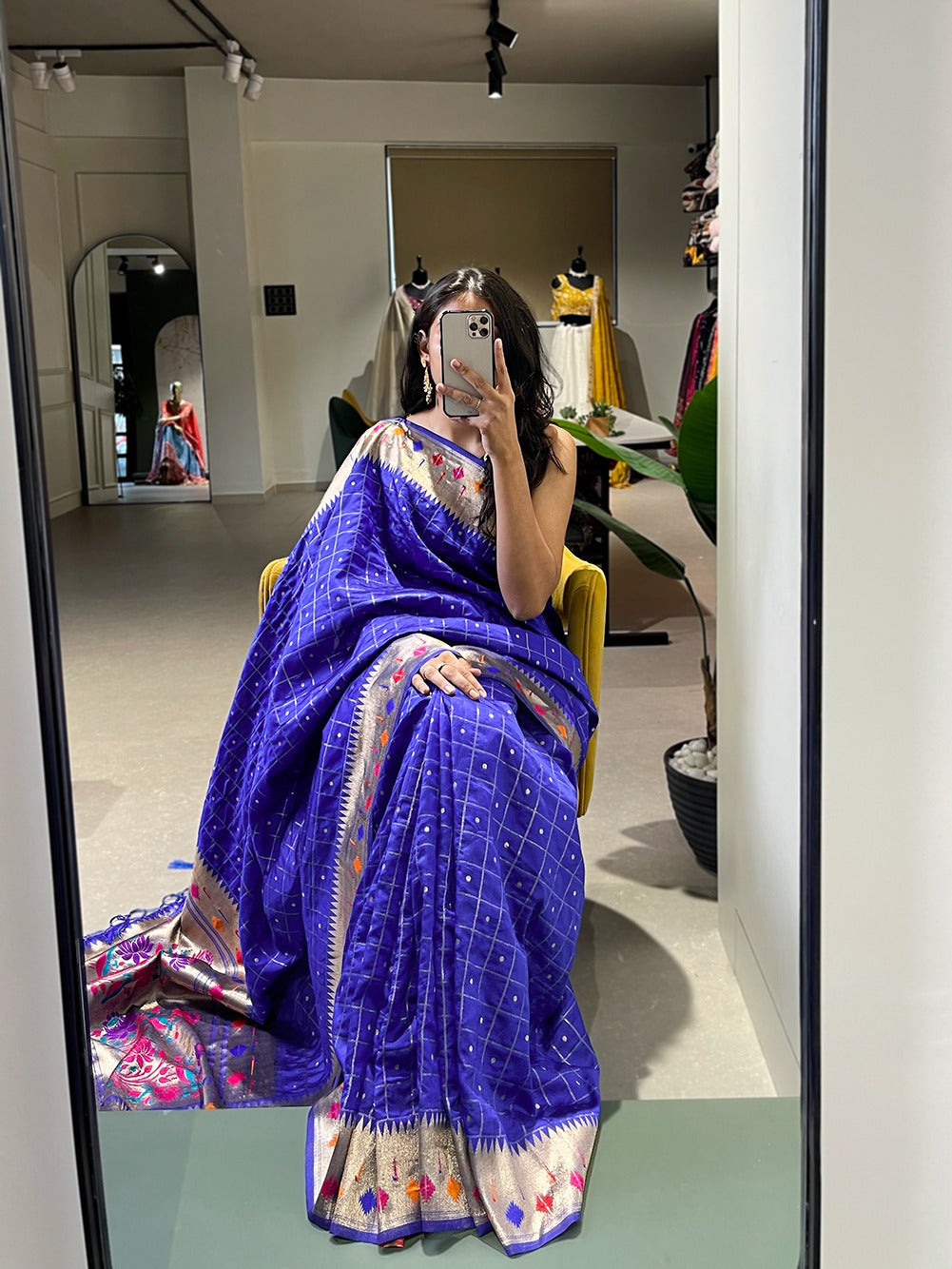 Blue Embrace Elegance with a Handwoven Paithani Saree in Jacquard Silk