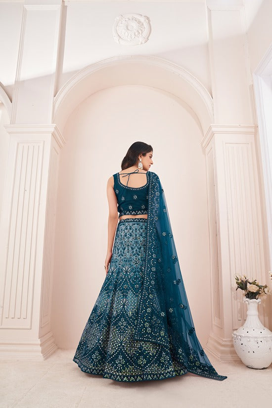 Captivating Blue Embroidered Lehenga Choli Set - Perfect for Parties