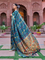 Blue Exquisite Banarasi Jacquard Art Silk Saree with Matching Border Blouse – Perfect for Weddings