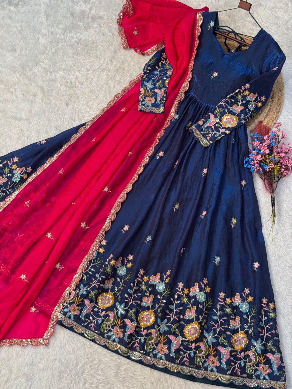 Blue Fendi Sequins Silk Gown