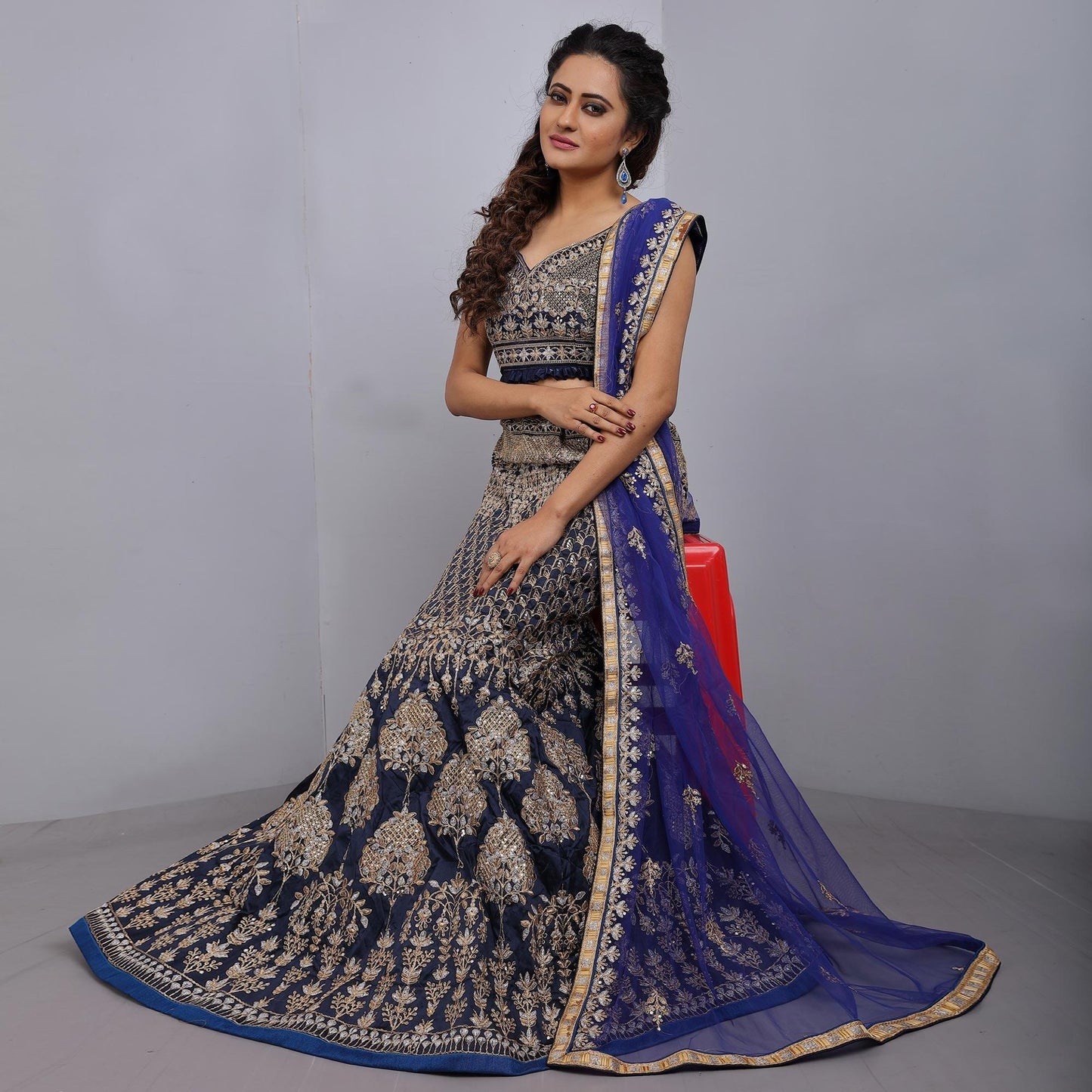 Blue Party Wear Sequins Embroidered Tapetta Lehenga Choli