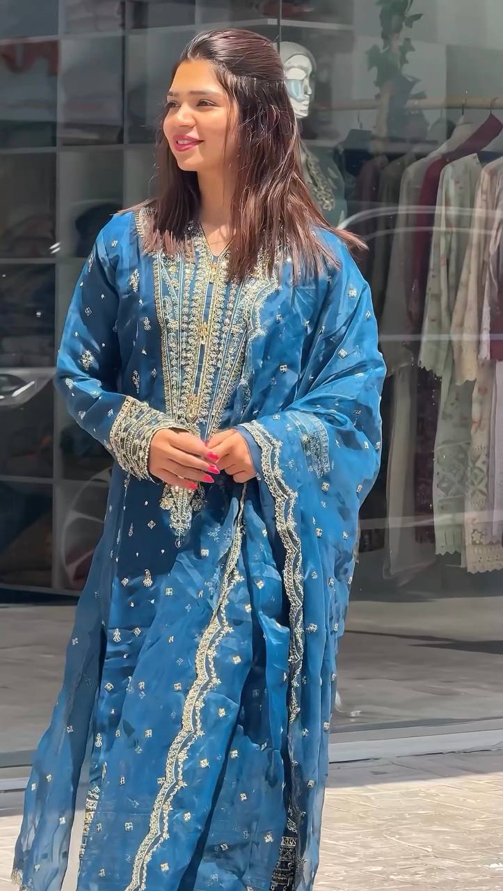 Blue Premium Designer Readymade Suit Set–Party Wear Collection