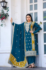 Blue Premium designer Readymade Top,Plazzo Set With Dupatta-Party Wear Collection