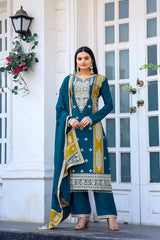 Blue Premium designer Readymade Top,Plazzo Set With Dupatta-Party Wear Collection