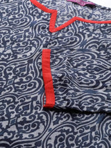 Libas Blue Printed Rayon Straight Kurta With Palazzos