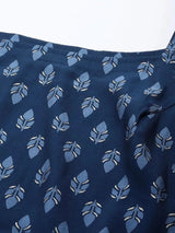 Gerua Blue Printed Silk Blend Straight Kurta With Palazzos & Dupatta