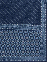 Gerua Blue Printed Silk Blend Straight Kurta With Palazzos & Dupatta