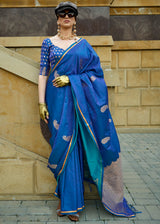 Blue Regal Banarasi Satin Silk Saree – Timeless Elegance