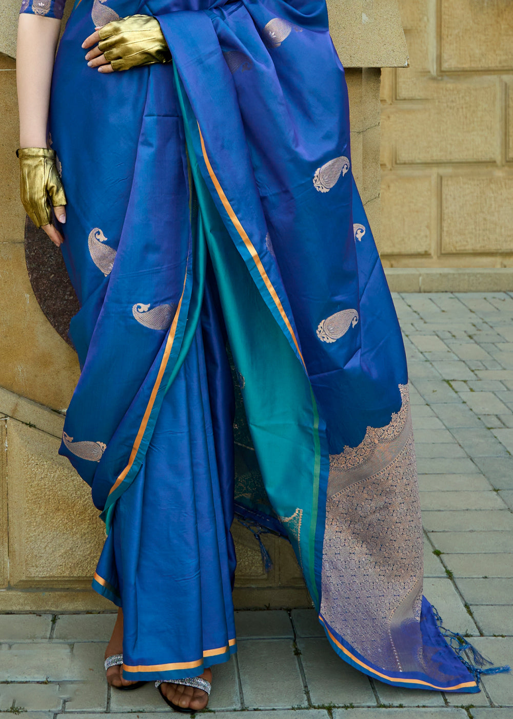 Blue Regal Banarasi Satin Silk Saree – Timeless Elegance