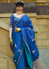Blue Regal Banarasi Satin Silk Saree – Timeless Elegance