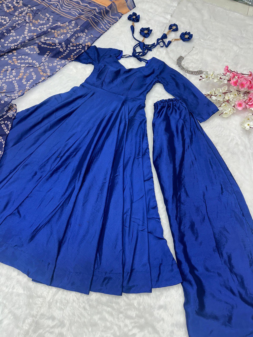 Blue Anarkali Set - Flame of Elegance