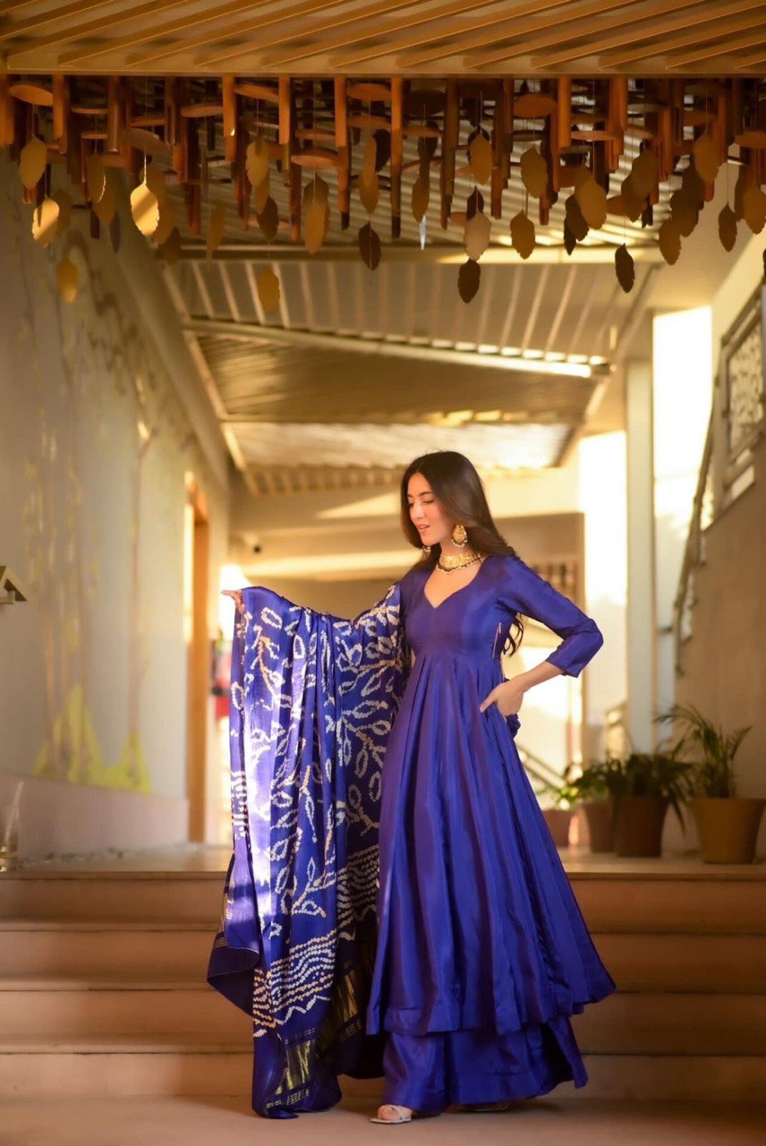 Blue Anarkali Set - Flame of Elegance