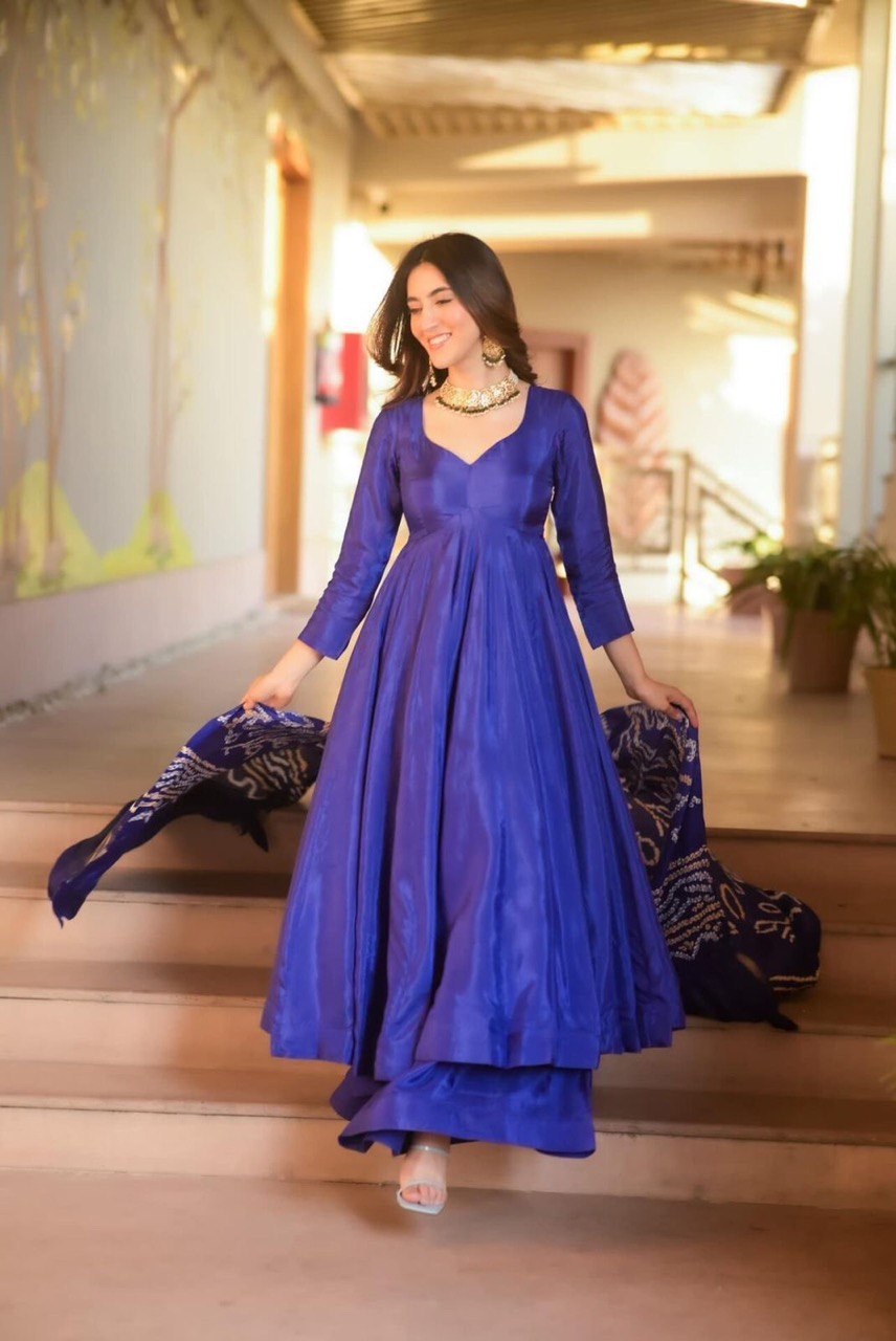 Blue Anarkali Set - Flame of Elegance