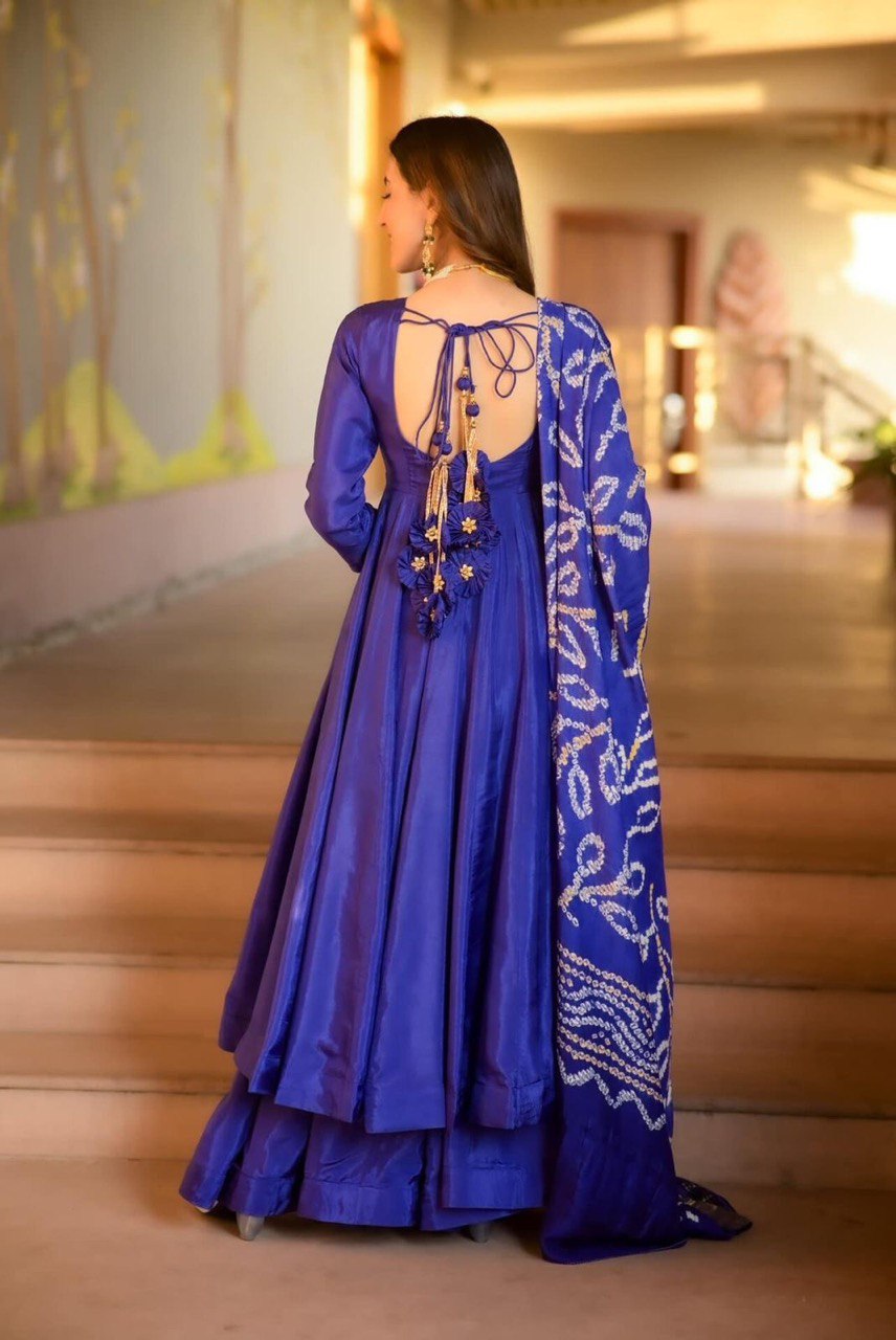 Blue Anarkali Set - Flame of Elegance