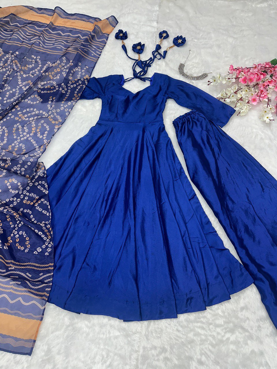 Blue Anarkali Set - Flame of Elegance