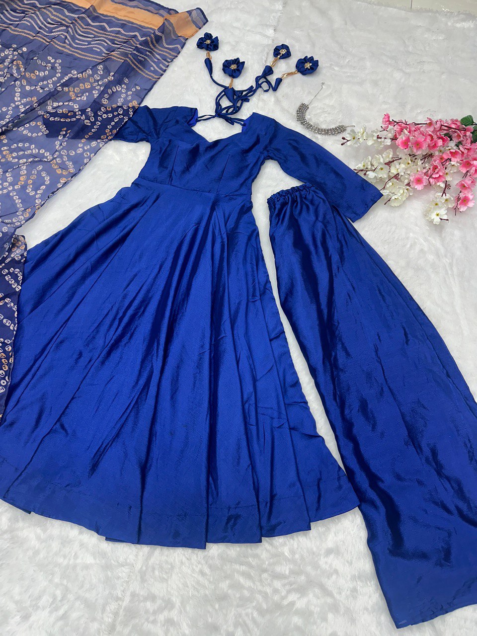 Blue Anarkali Set - Flame of Elegance