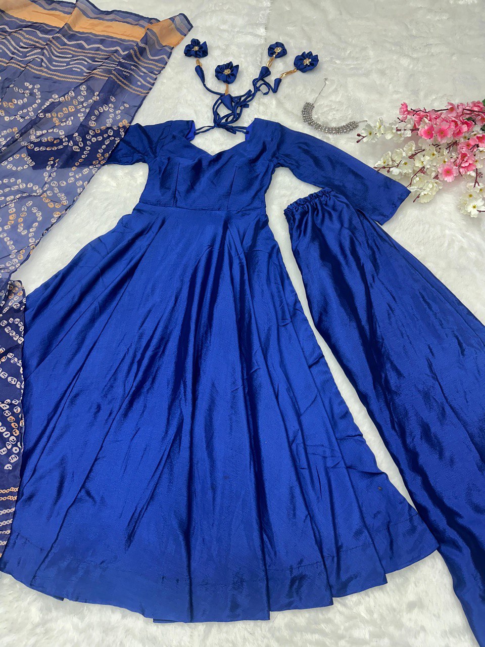 Blue Anarkali Set - Flame of Elegance