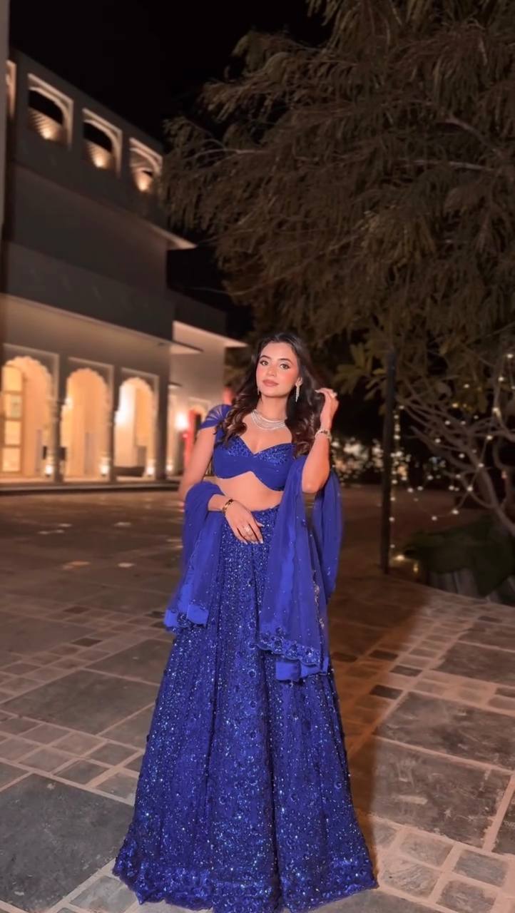 Blue Sequins & Dori Work Lehenga Choli