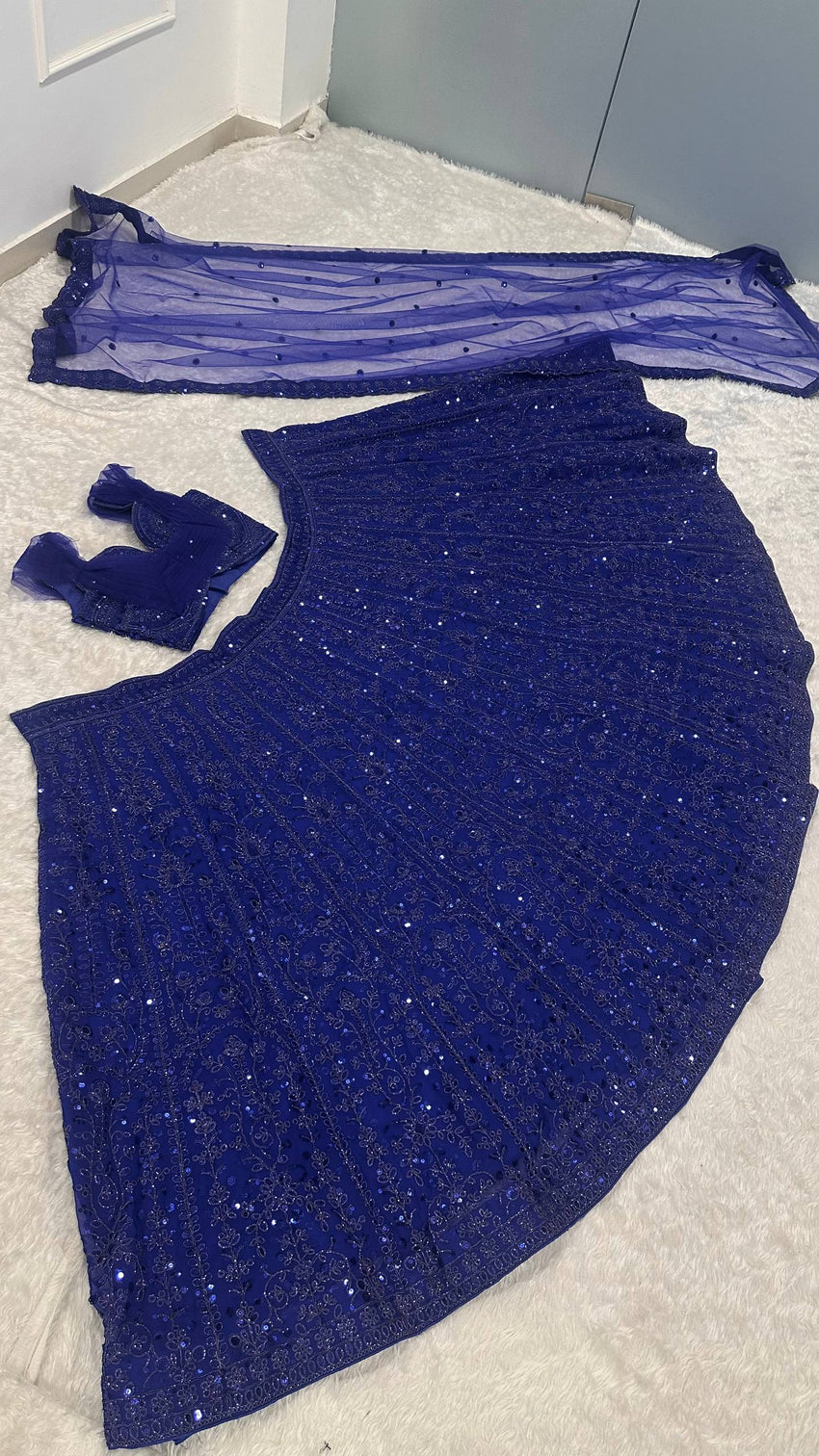 Blue Sequins & Dori Work Lehenga Choli
