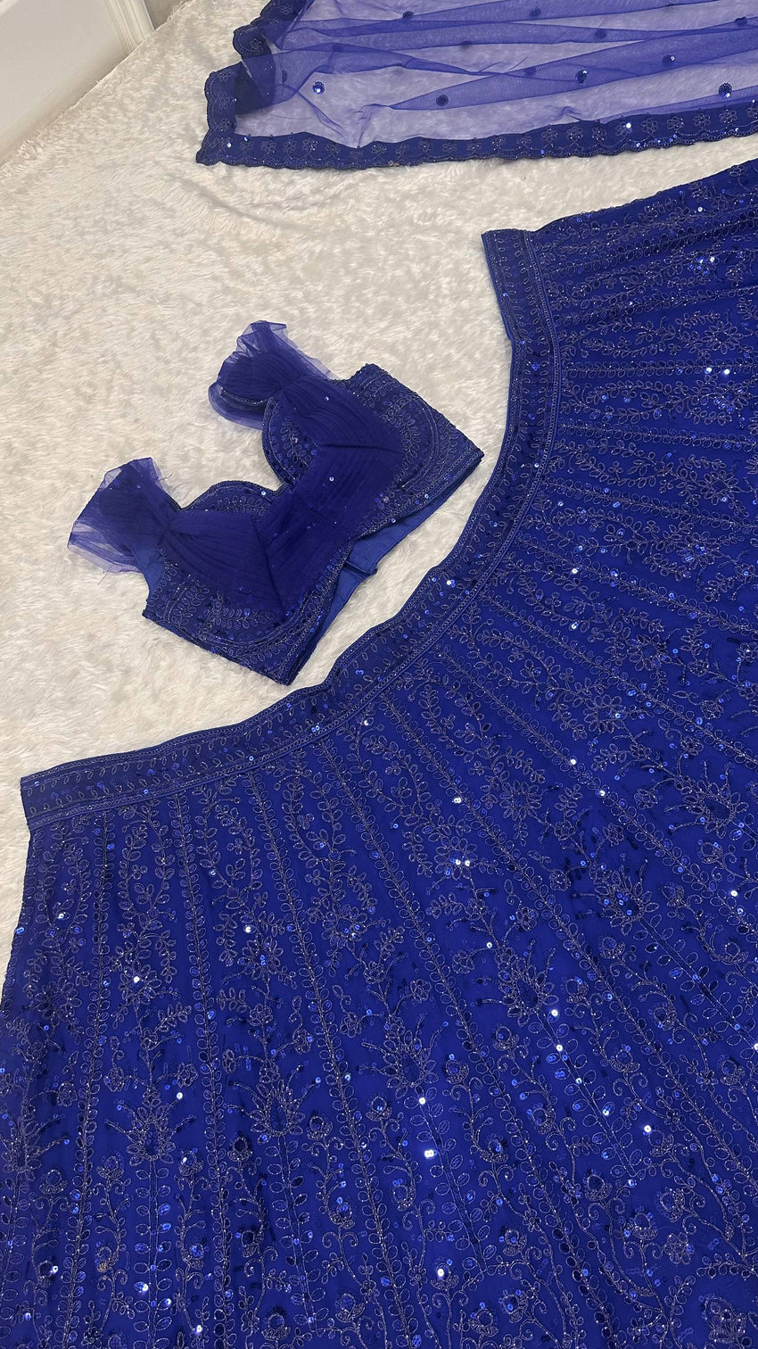 Blue Sequins & Dori Work Lehenga Choli